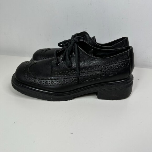 Dr. Martens Black Brogues Made In England Mens Sz 8 Wingtip Chunky Platform Shoe - Picture 7 of 13